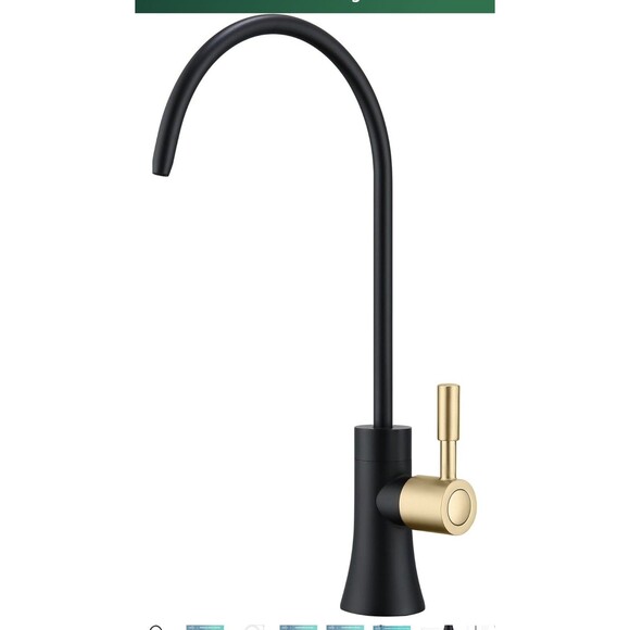 EKRTE Drinking Water Faucet Kitchen Bar Sink Matte Black and Champagne Gold - Picture 2 of 16